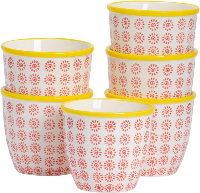 The Range | Nicola Spring 14cm Hand-Printed Plant Pot Pack of 6 - Red Nicola Spring 14cm Hand-Printed Plant Pot Pack of 6 - Red