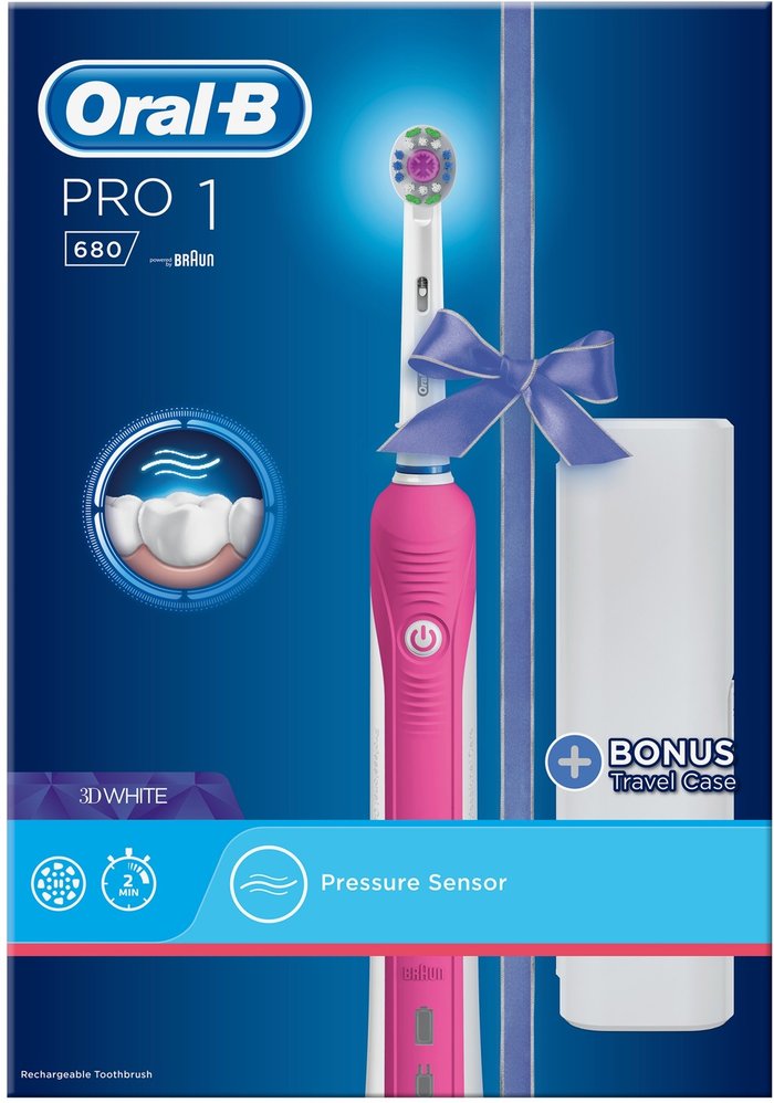 The Range | Oral B Oral B Pro 680 3DWhite Electric Toothbrush - Pink Oral B Oral B Pro 680 3DWhite Electric Toothbrush - Pink