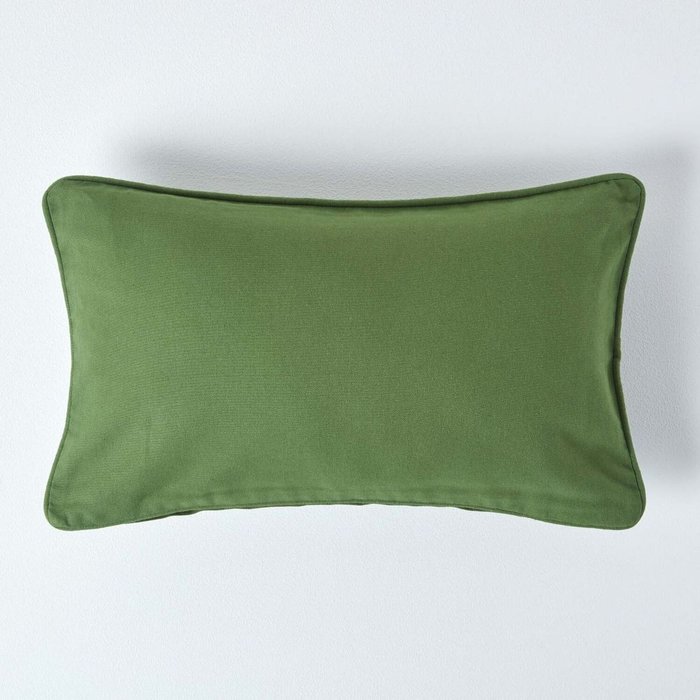 The Range | Homescapes Homescapes Cotton Plain Cushion Cover - Olive / 50cm Homescapes Homescapes Cotton Plain Cushion Cover - Olive / 50cm