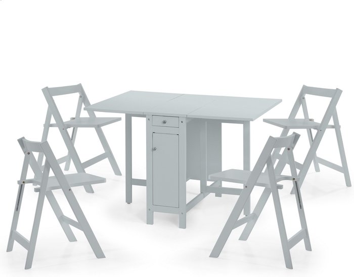 The Range | Julian Bowen Savoy Dining Table With Chairs - Light Grey Julian Bowen Savoy Dining Table With Chairs - Light Grey