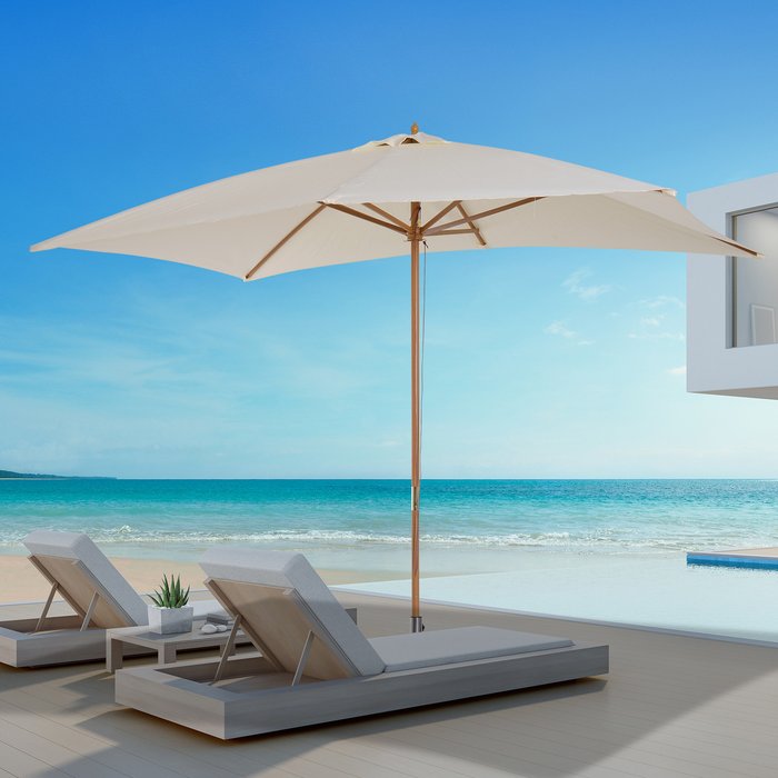 The Range | Outsunny Wooden Garden Parasol Sun Shade - Cream Outsunny Wooden Garden Parasol Sun Shade - Cream