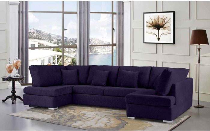 The Range | Simply Eleganza Ollie Large U Shape Sofa Velour Velvet Fabric - Ameythst Simply Eleganza Ollie Large U Shape Sofa Velour Velvet Fabric - Ameythst