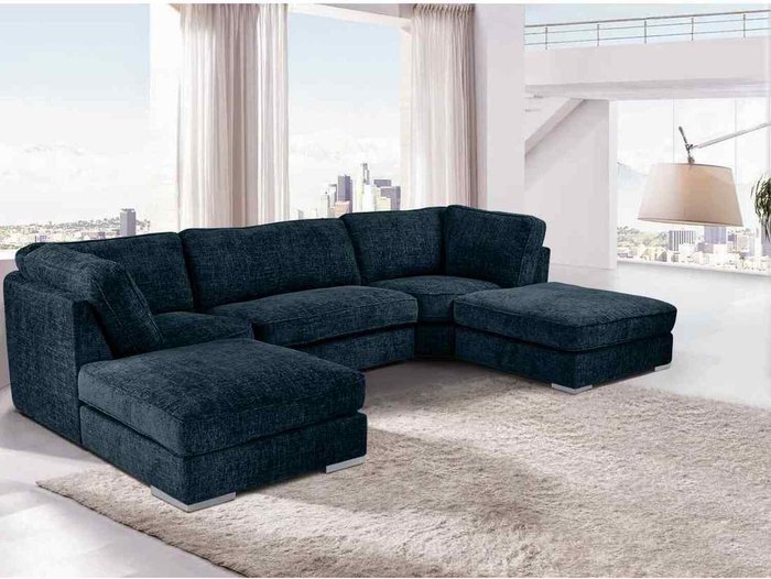 The Range | Simply Eleganza Britany Large Corner U Shape Sofa - Blue Simply Eleganza Britany Large Corner U Shape Sofa - Blue