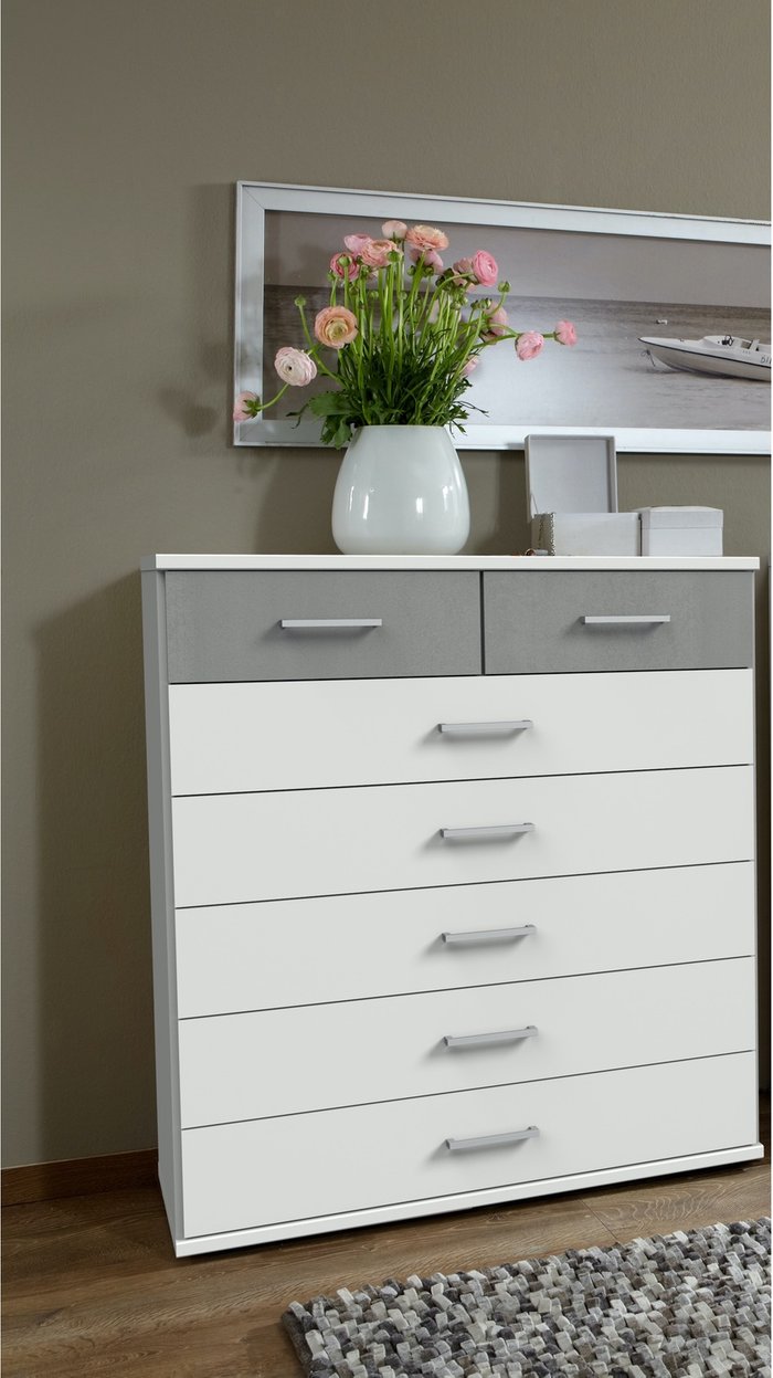 The Range | Tjs Click White and Grey 5+2 Chest of Drawers - White and Grey Tjs Click White and Grey 5+2 Chest of Drawers - White and Grey