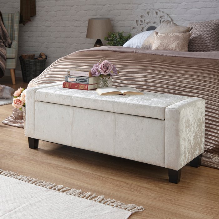 The Range | GFW Verona Crushed Velvet Ottoman Cream GFW Verona Crushed Velvet Ottoman Cream