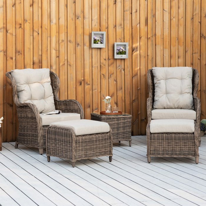 The Range | Outsunny Outdoor 5 Piece PE Rattan 2 Curved Armchairs - Brown Outsunny Outdoor 5 Piece PE Rattan 2 Curved Armchairs - Brown