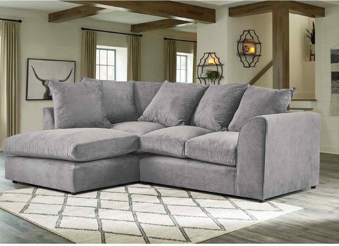 The Range | Simply Eleganza Mirana Modern Plush Velvet Corner LHF Sofa - Grey Simply Eleganza Mirana Modern Plush Velvet Corner LHF Sofa - Grey