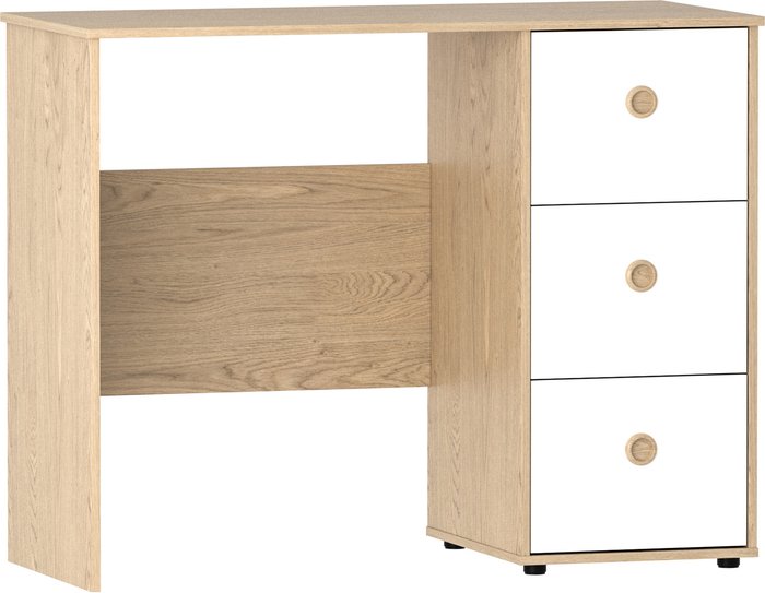 The Range | Neptune 3 Drawer Desk - White and Oak Neptune 3 Drawer Desk - White and Oak