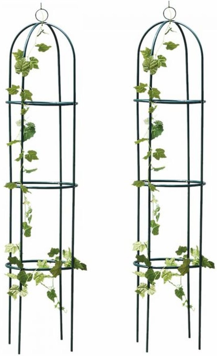 The Range | Garden Mile 2x Metal Garden Obelisk Climbing Plant Support Frame - Green Garden Mile 2x Metal Garden Obelisk Climbing Plant Support Frame - Green