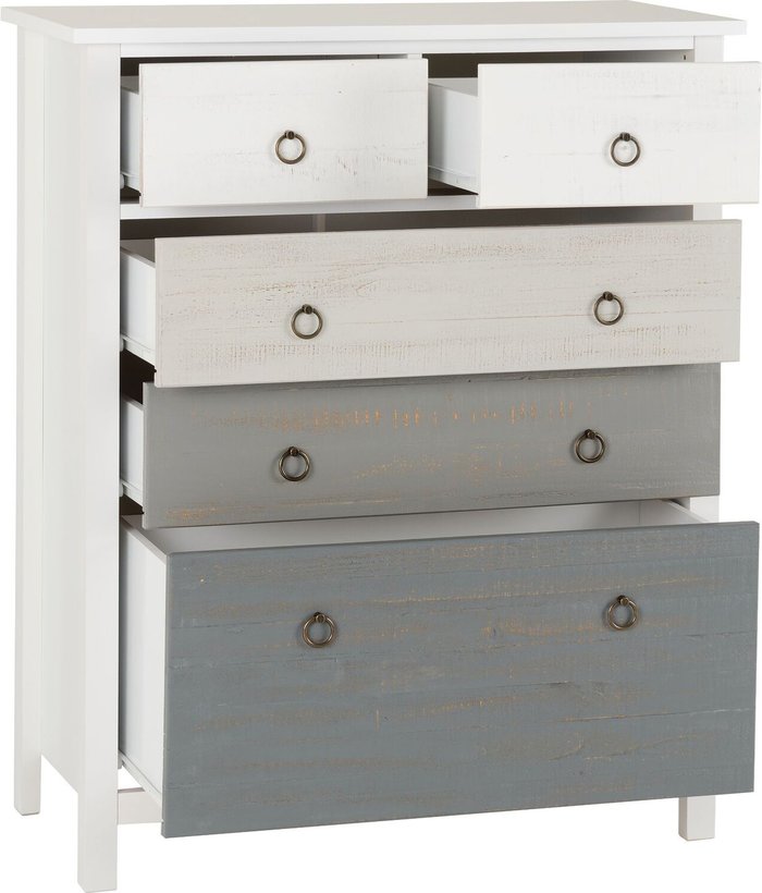 The Range | Dunelm Vermount 5 Drawer Chest White and Grey Dunelm Vermount 5 Drawer Chest White and Grey