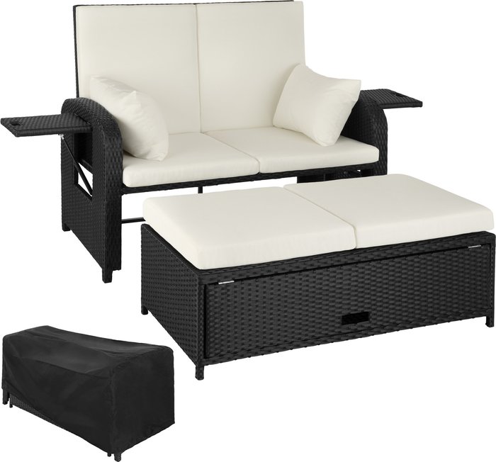 The Range | TECTAKE Tectake Rattan Sofa Crete Black TECTAKE Tectake Rattan Sofa Crete Black