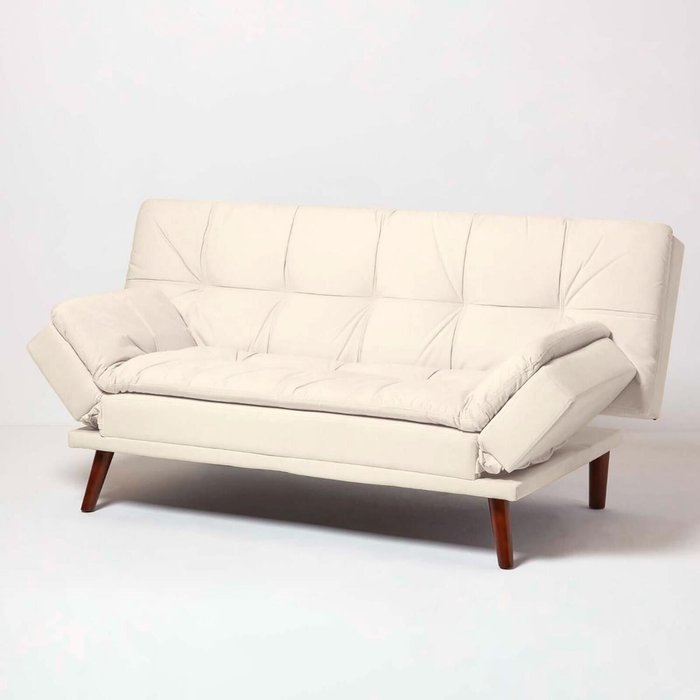 The Range | Homescapes Bailey Velvet Large 2 Seater Sofa Bed - Cream Homescapes Bailey Velvet Large 2 Seater Sofa Bed - Cream