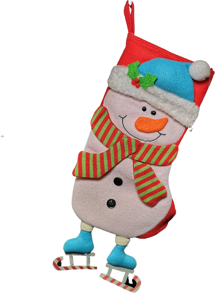 The Range | Samuel Alexander Christmas Stocking Hanging Decoration in 3D Snowman Design - White Samuel Alexander Christmas Stocking Hanging Decoration in 3D Snowman Design - White
