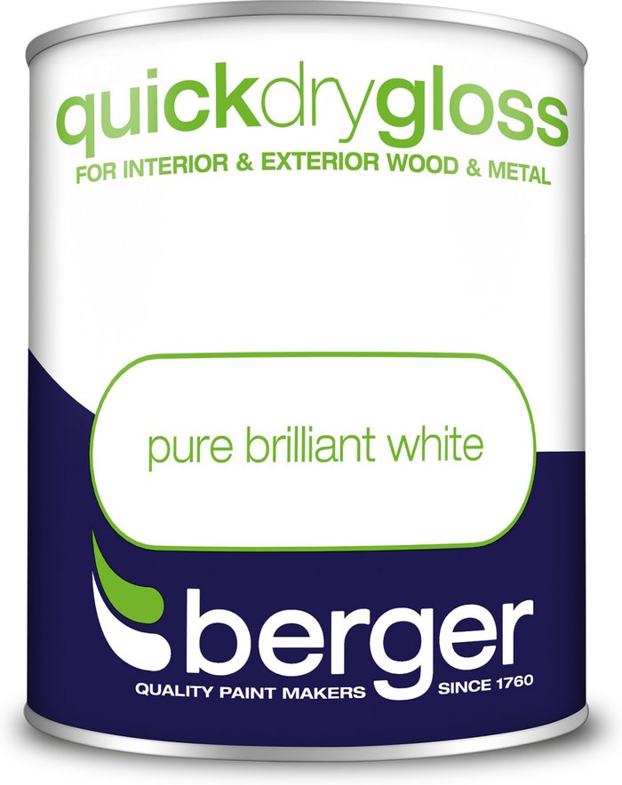 The Range | Berger Berger Quick Dry Gloss Pure Brilliant White 750ml - Pure Brilliant White Berger Berger Quick Dry Gloss Pure Brilliant White 750ml - Pure Brilliant White