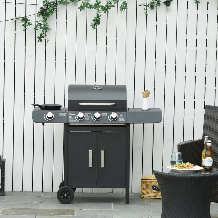 The Range | Outsunny Gas Burner Barbecue Grill - Black Outsunny Gas Burner Barbecue Grill - Black