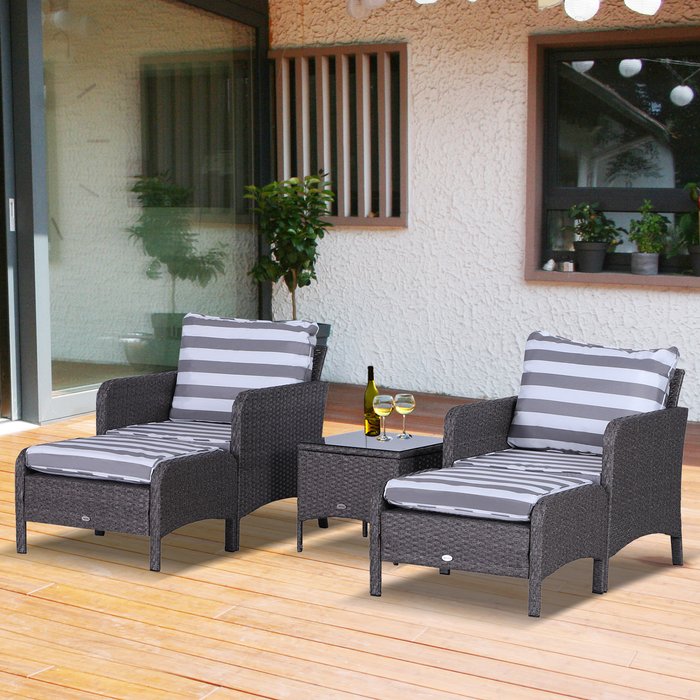 The Range | Outsunny 5 Piece PE Rattan Furniture Set - Dark Grey Outsunny 5 Piece PE Rattan Furniture Set - Dark Grey