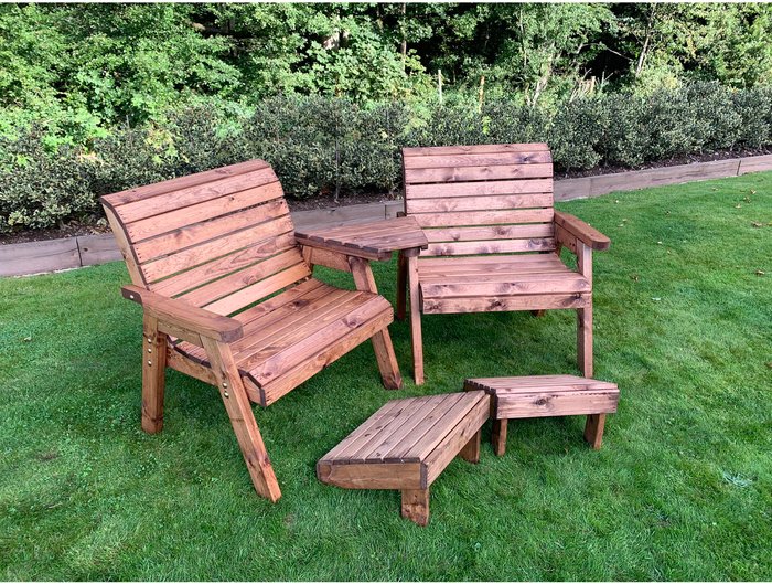 The Range | Charles Taylor Charles Taylor Grand Twin Companion Set Angled with Footstools - Brown Charles Taylor Charles Taylor Grand Twin Companion Set Angled with Footstools - Brown
