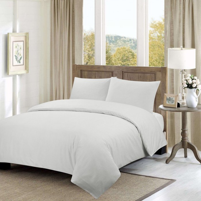 The Range | Vantona Vantona Seersucker Duvet Cover Set - White - White / Double Vantona Vantona Seersucker Duvet Cover Set - White - White / Double