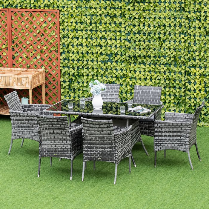 The Range | Outsunny Rattan Wicker Furniture Cube Dining Set - Grey Outsunny Rattan Wicker Furniture Cube Dining Set - Grey