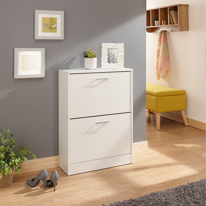 The Range | GFW Stirling Two Tier Shoe Cabinet - White GFW Stirling Two Tier Shoe Cabinet - White