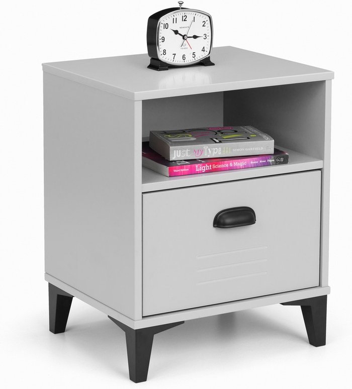 The Range | Julian Bowen Lakers Locker 1 Drawer Bedside - Grey Julian Bowen Lakers Locker 1 Drawer Bedside - Grey