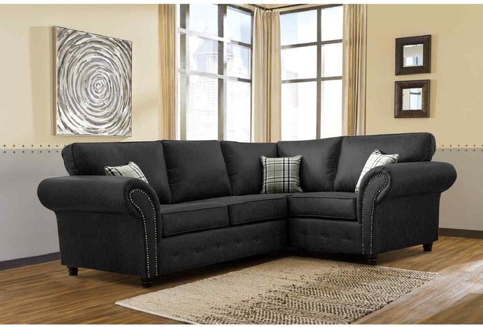 The Range | Simply Eleganza Oakana Luxury Leather RHF Corner Sofa - Black Simply Eleganza Oakana Luxury Leather RHF Corner Sofa - Black
