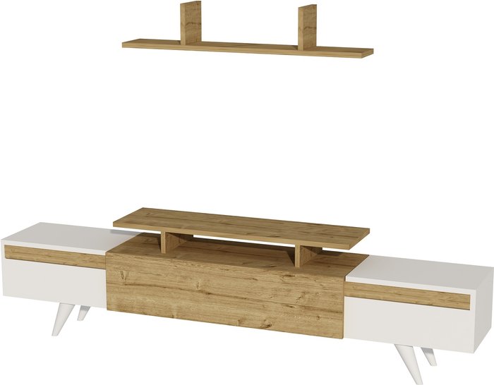 The Range | Destina Home Ashley TV Stand and Entertainment Center with Cabinets - White - Sapphire Oak Destina Home Ashley TV Stand and Entertainment Center with Cabinets - White - Sapphire Oak
