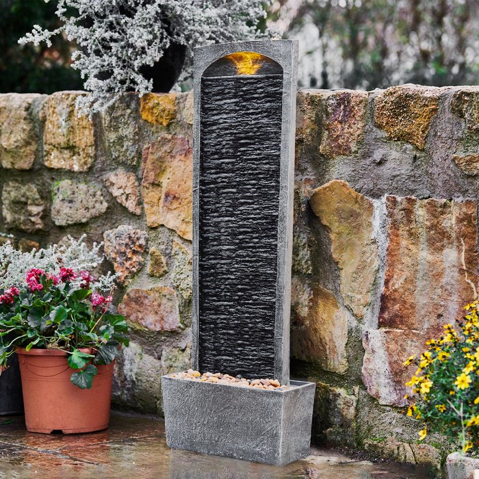 The Range | Teamson Home Outdoor Tall Waterfall Fountain Feature with Lights - Grey Teamson Home Outdoor Tall Waterfall Fountain Feature with Lights - Grey