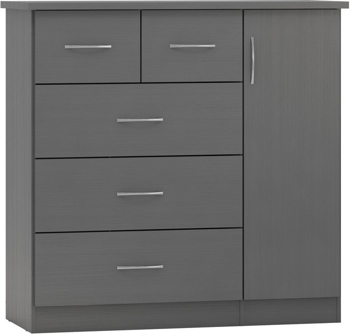 The Range | Seconique Nevada 5 Drawer Low Wardrobe - 3D Effect Grey Seconique Nevada 5 Drawer Low Wardrobe - 3D Effect Grey