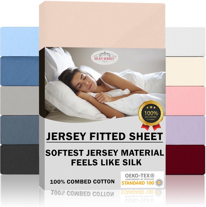 The Range | Double Jersey Silky Jersey Cotton Fitted Sheets - Camile / 100x200x30 cm / Twin Double Jersey Silky Jersey Cotton Fitted Sheets - Camile / 100x200x30 cm / Twin