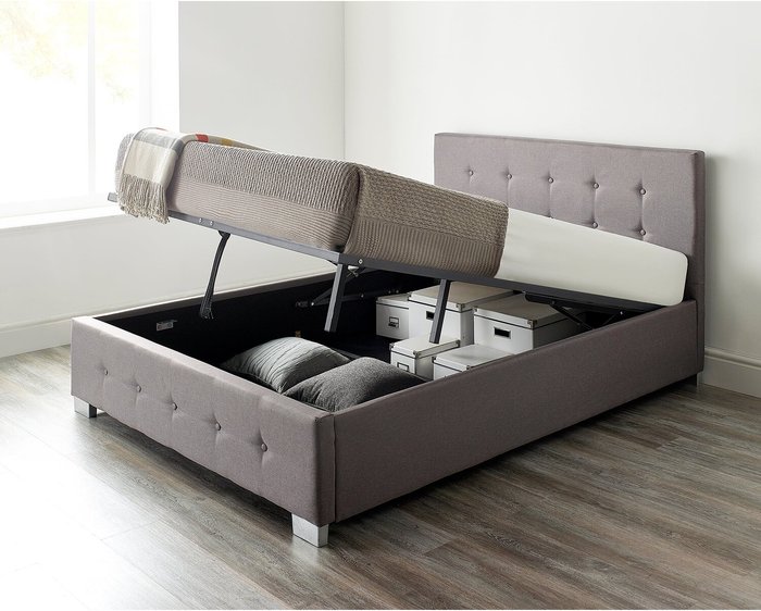 The Range | Aspire Aspire Upholstered Storage Ottoman Bed In Grey Linen Double Aspire Aspire Upholstered Storage Ottoman Bed In Grey Linen Double