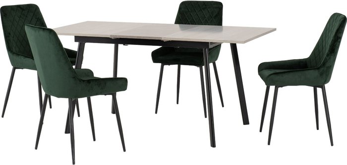 The Range | Seconique Avery Extending Dining Set with Avery Chairs - Concrete Effect and Emerald Green Seconique Avery Extending Dining Set with Avery Chairs - Concrete Effect and Emerald Green