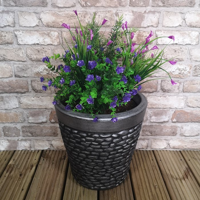 The Range | Samuel Alexander Gibraltar Pewter Pebble Effect Garden Planter - Grey Samuel Alexander Gibraltar Pewter Pebble Effect Garden Planter - Grey