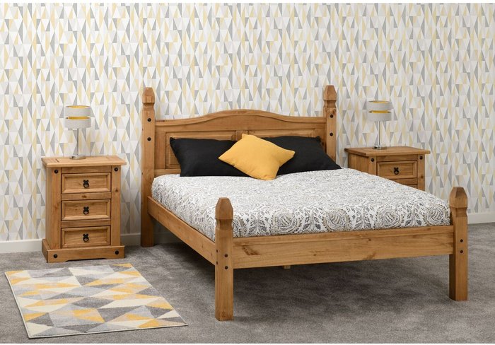 The Range | Seconqiue Corona 4'6 Low End Bed - Distressed Waxed Pine Seconqiue Corona 4'6 Low End Bed - Distressed Waxed Pine