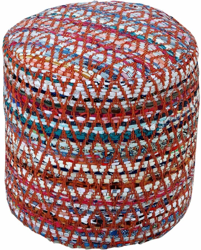 The Range | Homescapes Red and Multi-Colour Chindi Design Circular Bean Filled Pouffe - Multicolour Homescapes Red and Multi-Colour Chindi Design Circular Bean Filled Pouffe - Multicolour