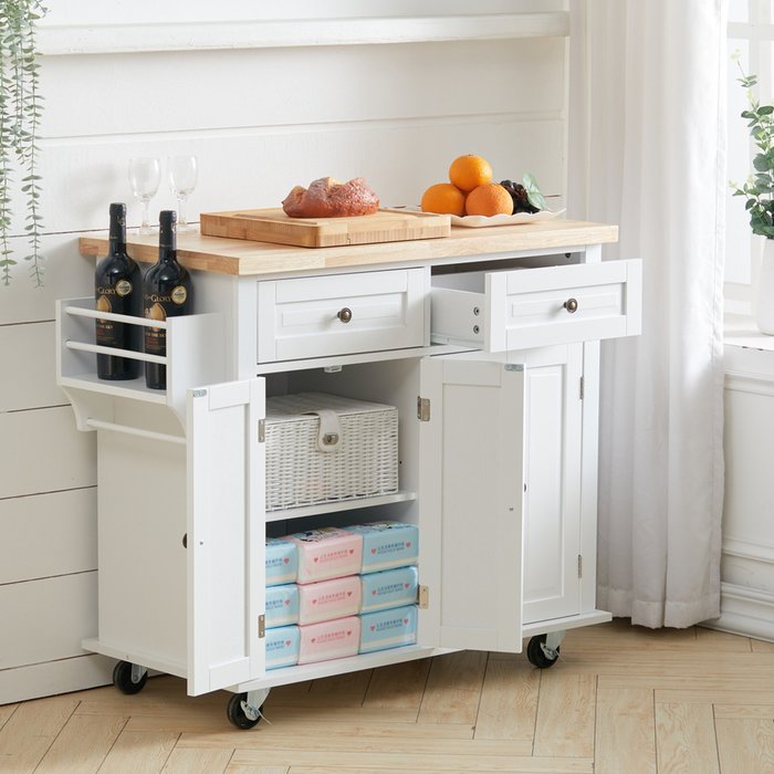 The Range | Livingandhome Kitchen Island Trolley Rolling Serving Cart Storage Cupboard Dining Room - White Livingandhome Kitchen Island Trolley Rolling Serving Cart Storage Cupboard Dining Room - White