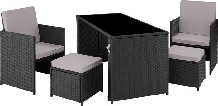 The Range | TECTAKE Tectake Palermo Rattan Seating Set - Black/Grey TECTAKE Tectake Palermo Rattan Seating Set - Black/Grey