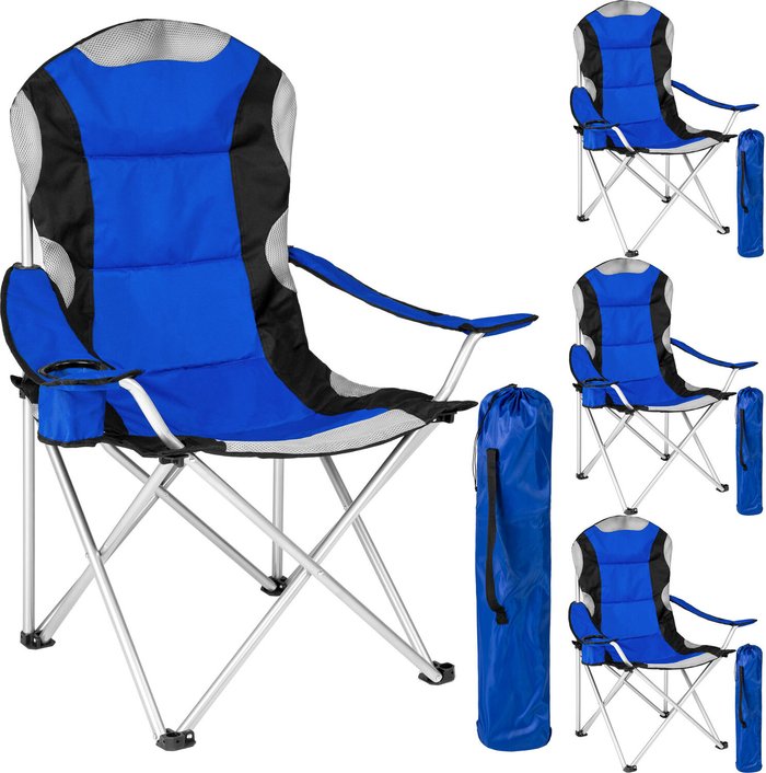 The Range | TECTAKE Set of 4 Padded Camping Chairs - Blue TECTAKE Set of 4 Padded Camping Chairs - Blue