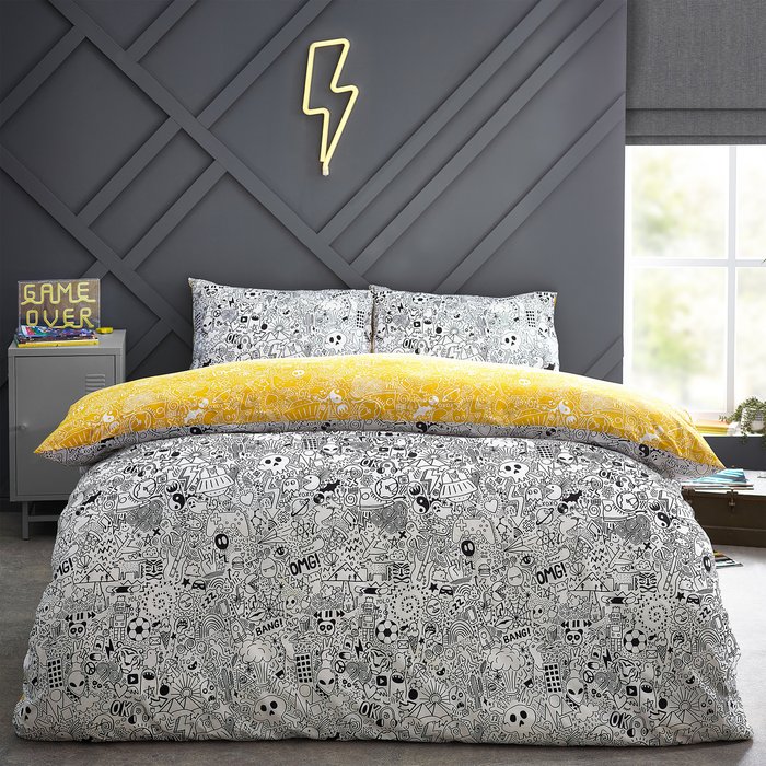 The Range | Style Lab Style Lab Doodles Duvet Cover and Pillowcase Set Black and white Style Lab Style Lab Doodles Duvet Cover and Pillowcase Set Black and white
