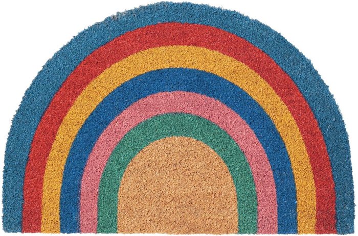 The Range | Nicola Spring 60cm x 40cm Rainbow Pastel Coir Half Moon Door Mat - Multi Nicola Spring 60cm x 40cm Rainbow Pastel Coir Half Moon Door Mat - Multi