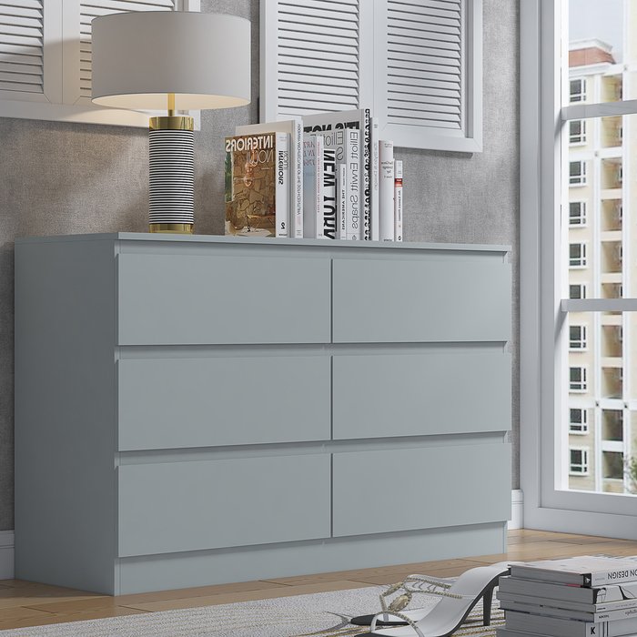 The Range | FWStyle Fwstyle Modern 6 Drawer Chest Matt Grey FWStyle Fwstyle Modern 6 Drawer Chest Matt Grey