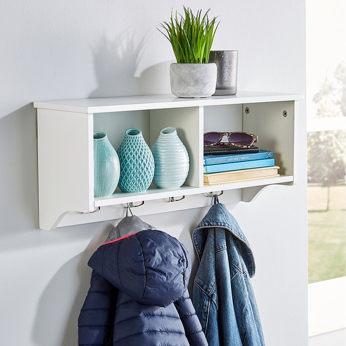 The Range | Home Source Polar Hallway Coat Hook and Storage Shelf - White Home Source Polar Hallway Coat Hook and Storage Shelf - White