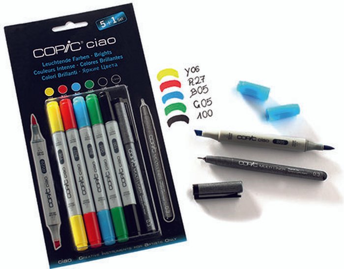 The Range | Copic Copic ciao 5+1 Set Brights Marker Pens - Multi Copic Copic ciao 5+1 Set Brights Marker Pens - Multi
