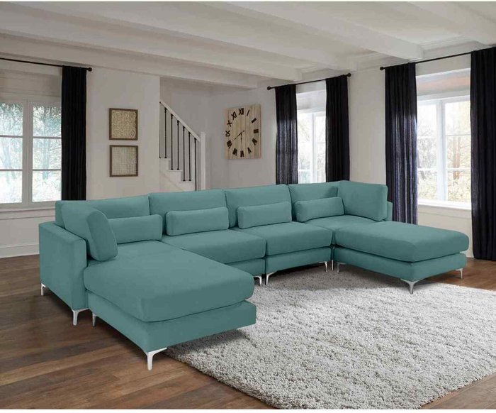 The Range | Simply Eleganza Finley Full Back Large Corner U Shape Sofa - Turquoise Simply Eleganza Finley Full Back Large Corner U Shape Sofa - Turquoise