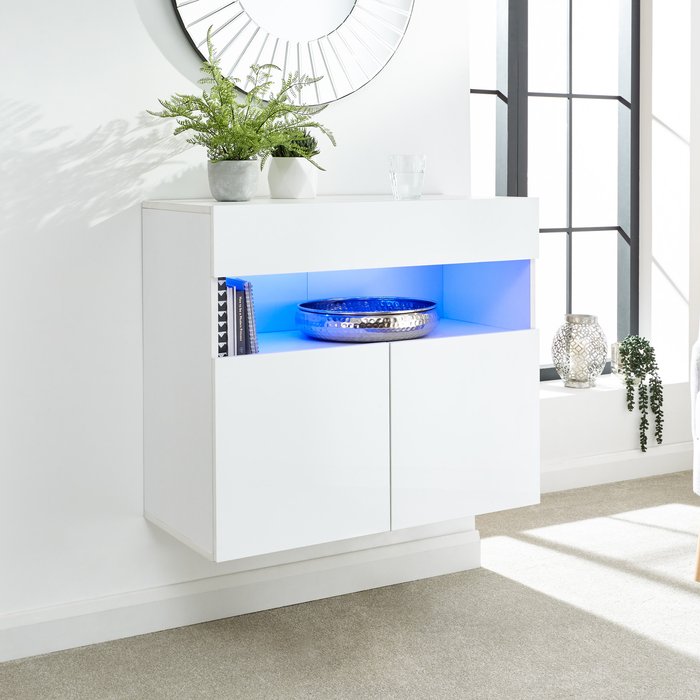 The Range | GFW Galicia Wall Mounted Sideboard with LED - White GFW Galicia Wall Mounted Sideboard with LED - White
