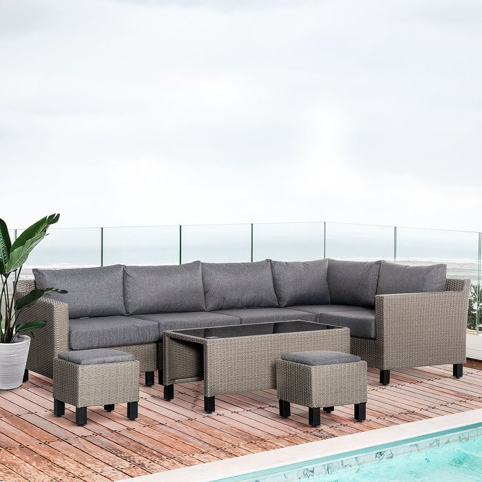 The Range | Outsunny 8 PCS Outdoor PE Rattan Sofa Set - Grey Outsunny 8 PCS Outdoor PE Rattan Sofa Set - Grey