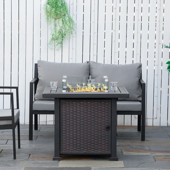 The Range | Outsunny Square Propane Gas Fire Pit Table, 50000 BTU - Black Outsunny Square Propane Gas Fire Pit Table, 50000 BTU - Black