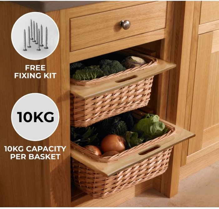The Range | Monstershop 2 x Pull Out Wicker Kitchen Baskets 400mm - Brown Monstershop 2 x Pull Out Wicker Kitchen Baskets 400mm - Brown