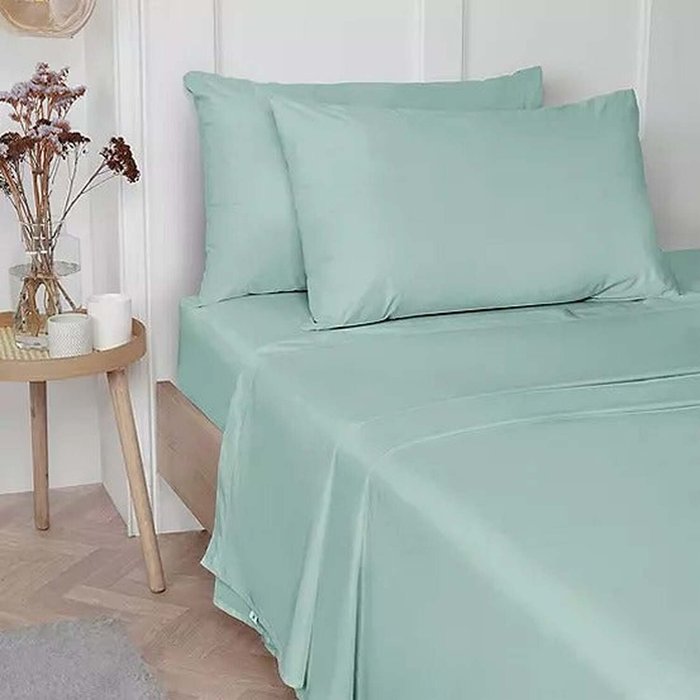 The Range | Vantona Luxury Cotton Plain Dyed Fitted Sheets 180 TC - Duck Egg / Single Vantona Luxury Cotton Plain Dyed Fitted Sheets 180 TC - Duck Egg / Single