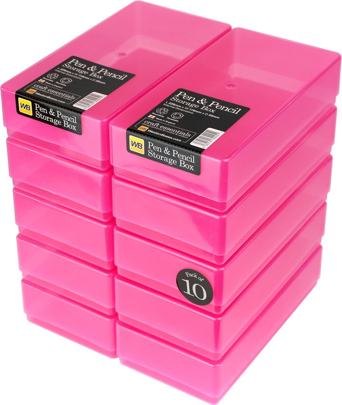 The Range | WestonBoxes Plastic Storage Boxes with Lids for Pens, Pencils and Stationery - Pink / 1.5kg WestonBoxes Plastic Storage Boxes with Lids for Pens, Pencils and Stationery - Pink / 1.5kg